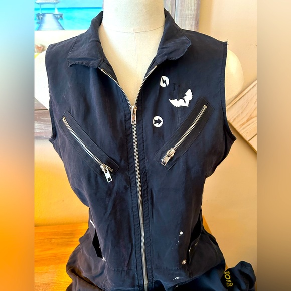 Seventy Pants - Seven Seventy Black Sleeveless zipper jumpsuit